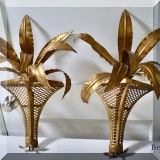 D19. Pair of gilt tole wall decorations. 20&rdquo;h 